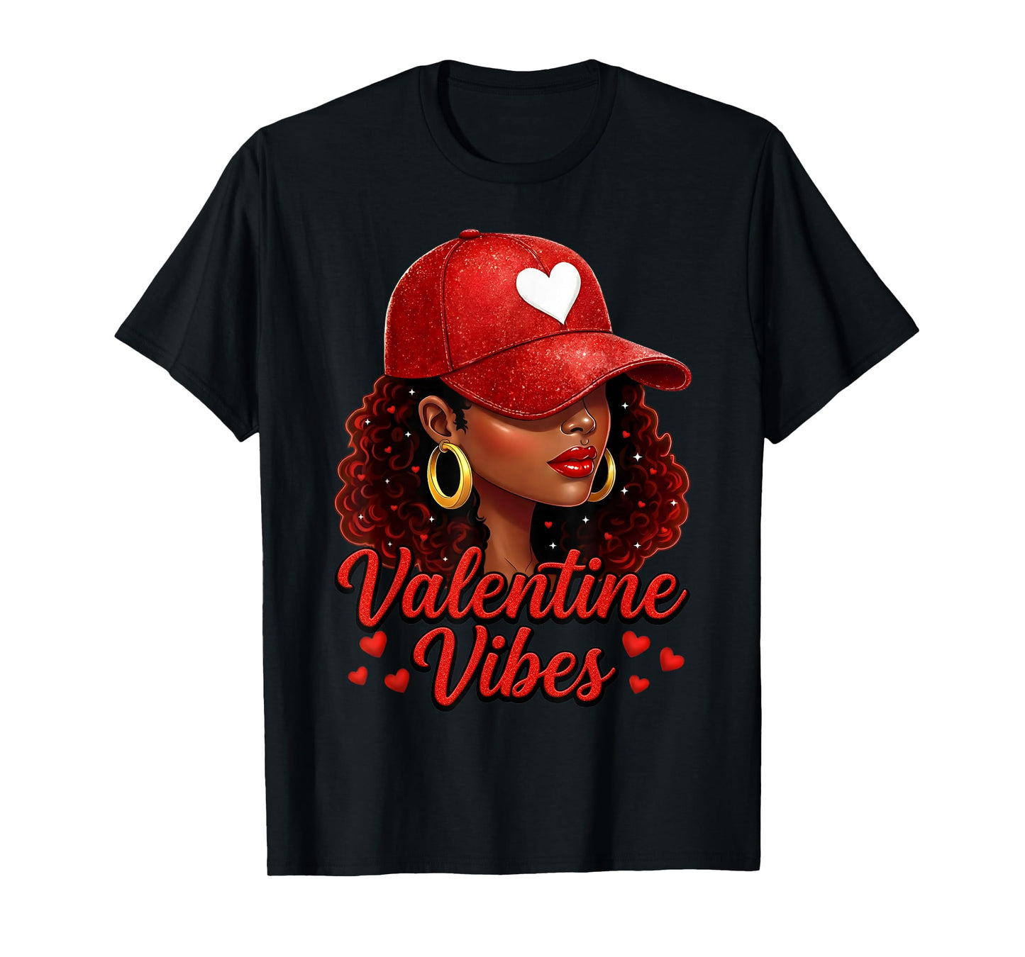 Valentine Vibes Black Women Valentines Day for Girl Womens T-Shirt