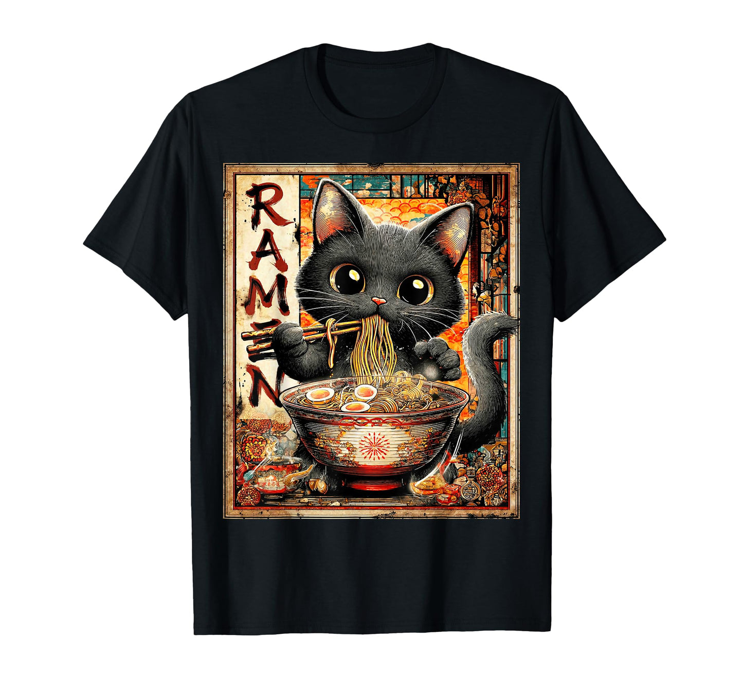 Funny Ramen Cat Noodle Lovers Anime Otaku T-Shirt