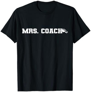Mrs. Coach Funny Football Basketball Baseball Coach Wife T-Shirt - T-Shirt | Black