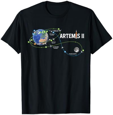 Artemis 2 Route Map SLS Rocket Launch Mission to The Moon T-Shirt - T-Shirt | Black