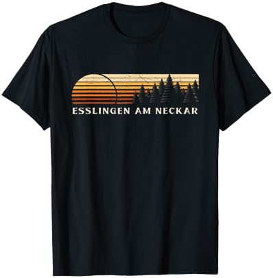 Esslingen am Neckar, Germany Evergreen Vintage Sunset T-Shirt - T-Shirt | Black