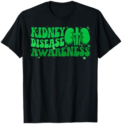 Groovy Kidney Disease Awareness Month Kidney Disease Warrior T-Shirt - T-Shirt | Black