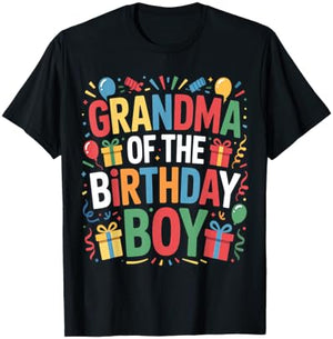 Grandma of the Birthday Boy Family Matching Grandmother Day T-Shirt - T-Shirt | Black