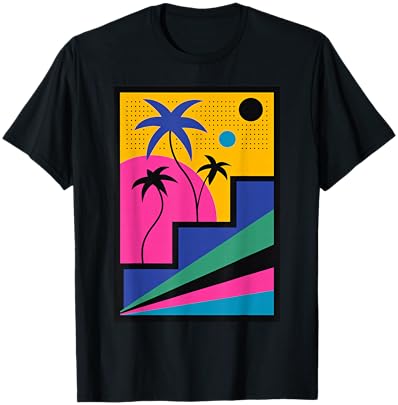 Retro Geometric 80s Memphis Style T-Shirt - T-Shirt | Black