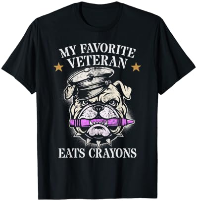 Cute My Favorite Veteran EATS Crayons Squad Military Corps T-Shirt - T-Shirt | Black