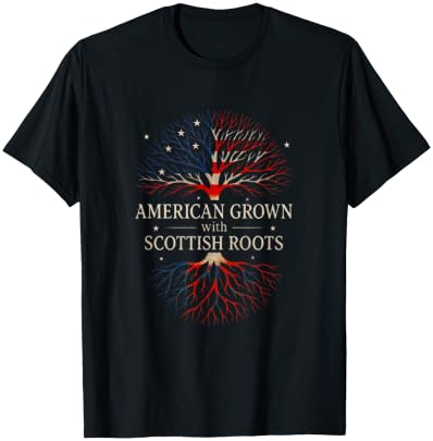 American Grown with Scottish Roots - Scotland Heritage T-Shirt - T-Shirt | Black