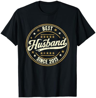 Retro Proud Best Husband Since 2013 13th Wedding Anniversary T-Shirt - T-Shirt | Black