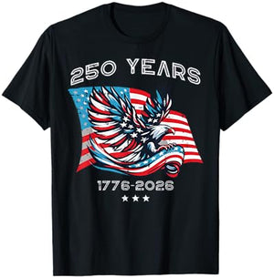 250th Anniversary 250 Years American US Flag Women Men Kids T-Shirt - T-Shirt | Black