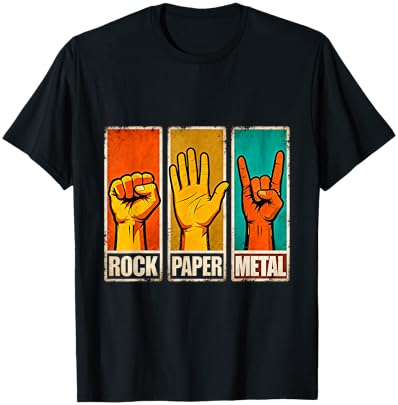 Rock Paper Metal Funny Hand Gesture RockMusic Design T-Shirt - T-Shirt | Black