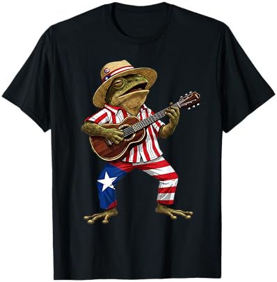Coqui Frog Puerto Rico Taino Puerto Rican Flag Boricua T-Shirt - T-Shirt | Black