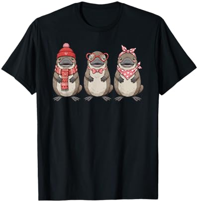 Retro Platypus Cute Valentine T-Shirt - T-Shirt | Black