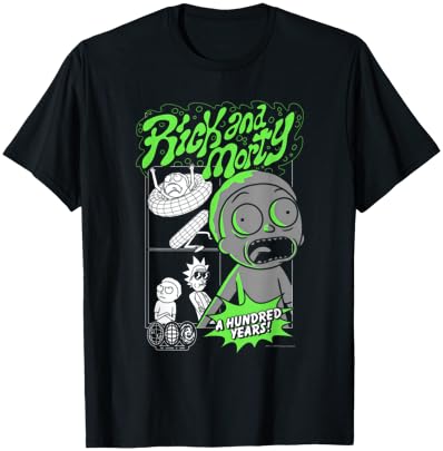 Rick and Morty A Hundred Years Storyboard Collage Cartoon T-Shirt - T-Shirt | Black