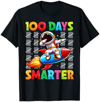 100 Days Smarter Dabbing Astronaut Kids 100th Day of School T-Shirt - T-Shirt | Black