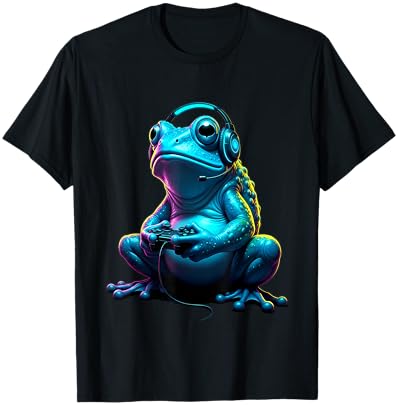 Frog Gaming Animal Video Games Funny Frog T-Shirt - T-Shirt | Black
