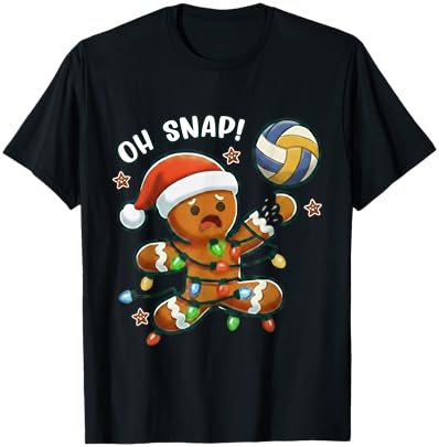 Funny Volleyball Gingerbread Christmas Holiday Player Gift T-Shirt - T-Shirt | Black