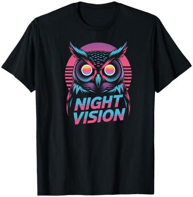 Cyberpunk Owl Night Vision Retro Synthwave T-Shirt - T-Shirt | Black
