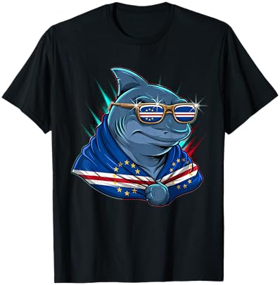 Cape Verde Flag Shark Cape Verdean Roots Cabo Verde T-Shirt - T-Shirt | Black