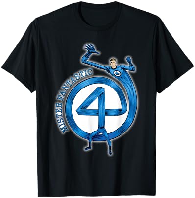 Marvel Fantastic Four Mister Fantastic 4" Logo Comic Art T-Shirt - T-Shirt | Black
