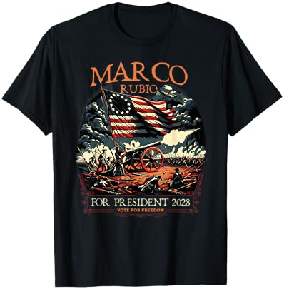 Marco Rubio 2028 for President Colonial Patriotic US Flag T-Shirt - T-Shirt | Black