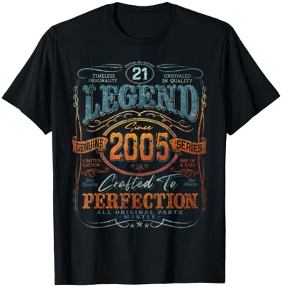 Vintage 2005 Limited Edition Shirt 21 Year Old 21st Birthday T-Shirt - T-Shirt | Black